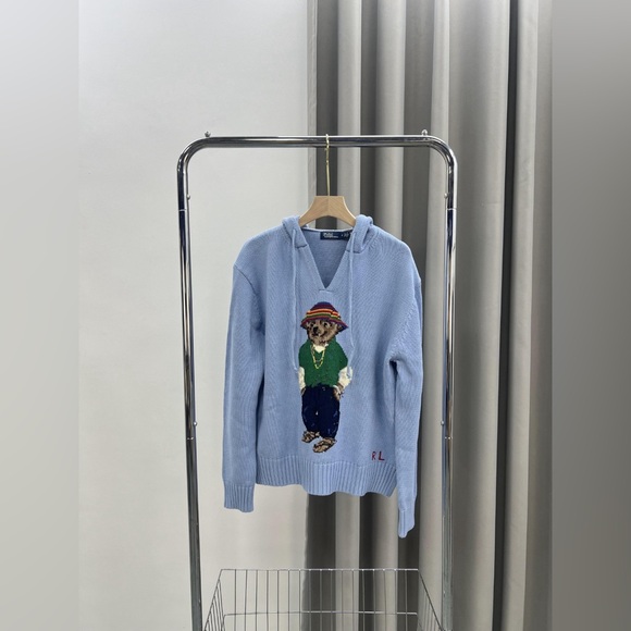 Polo by Ralph Lauren Light Blue Sweater with Bear Design - Picture 3 of 3